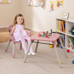 4-in-1 Baby Convertible Toddler Table Chair Set with PU Cushion-Pink