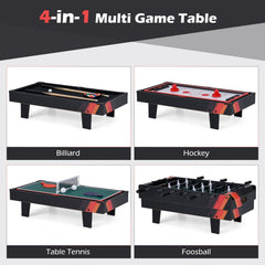 4 in 1 Combo Game Table Set with Billiards-Black