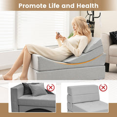 4-in-1 Convertible Folding Sofa Bed with High-Density Foam-Gray