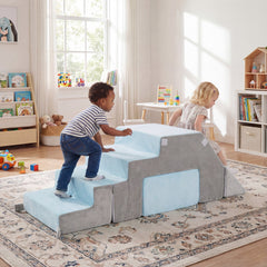 4-in-1 Foam Climbing Blocks Toddler Indoor Climb with Slide-Gray