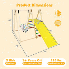 4-in-1 Indoor Jungle Gym with Baby Swing and Climbing Ramp-Multicolor
