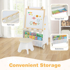 4-in-1 Toddler Activity Table Set with Magnetic Whiteboard and Chalk Board-Natural