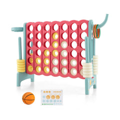 4-in-a-Row Connect Game with Basketball Hoop and Toss Ring-Blue