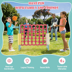 4-in-a-Row Connect Game with Basketball Hoop and Toss Ring-Blue