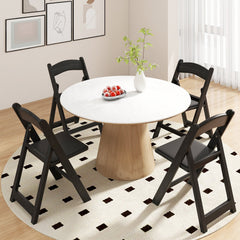 4 Pack Black Resin Folding Chairs with Padded Seats, No Assembly, Fold Flat and Stack for Storage