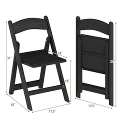 4 Pack Black Resin Folding Chairs with Padded Seats, No Assembly, Fold Flat and Stack for Storage