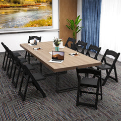 4 Pack Black Resin Folding Chairs with Padded Seats, No Assembly, Fold Flat and Stack for Storage