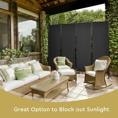 4-Panel Room Divider with Steel Frame-Black