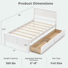4-Piece Bedroom Furniture Set with Twin Size Bed Frame, Entryway Bench, Vanity Desk and Jewelry Armoire