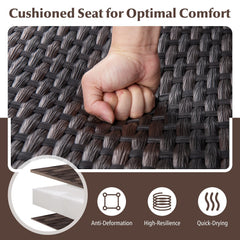 4 Piece Patio Wicker Glider Set, Loveseat Glider Rated 800 lb, 2 Single Gliders Rated 400 lb with Quick Dry Seats and Glass Top Table