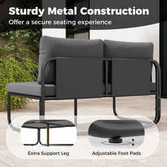 4 Piece Low Profile Patio Sectional Conversation Set with Glass Coffee Table, Gray