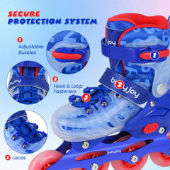 4-Size Adjustable Kids Inline Skates for Beginners Ages 5-7-Blue