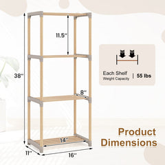 4-Tier Bookshelf with Open Shelves for Home Office and Bathroom-4-Tier