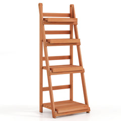 4-Tier Foldable Plant Stand with Slatted Shelves for Garden-Orange