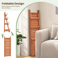 4-Tier Foldable Plant Stand with Slatted Shelves for Garden-Orange