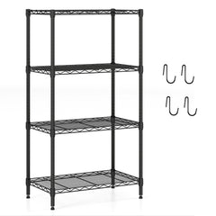 4-Tier Metal Storage Shelving Unit with V-Shaped Wire Rack and 600 LBS Capacity-Black