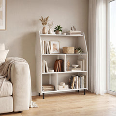 4-Tier Open Modern Bookcase with 2 Anti-Tipping Kits-White