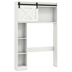 4-Tier Over The Toilet Storage Cabinet with Sliding Barn Door and Storage Shelves-White