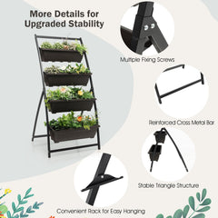 4 Tier Vertical Raised Garden Bed, 63 Inch Elevated Planter with 4 Containers and Drain Holes
