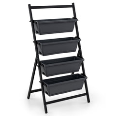 4 Tier Vertical Raised Garden Bed in Black, 49 Inch Planter with 4 Stackable Containers
