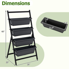 4 Tier Vertical Raised Garden Bed in Black, 49 Inch Planter with 4 Stackable Containers
