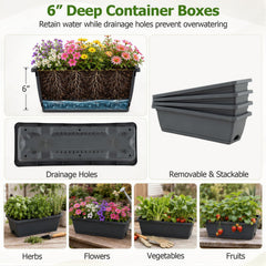 4 Tier Vertical Raised Garden Bed in Black, 49 Inch Planter with 4 Stackable Containers