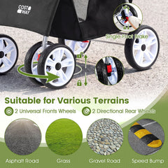 4 Wheel Pet Stroller for Small Dogs Cats up to 33 LBS-Black