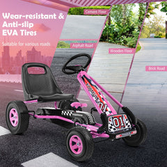 4 Wheels Kids Ride On Pedal Powered Bike Go Kart Racer Car Outdoor Play Toy-Pink