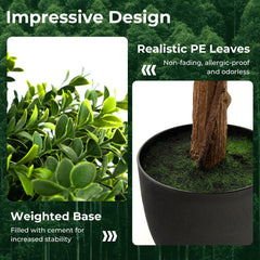 40 Inch Artificial Boxwood Topiary Ball Tree for Front Porch Patio Home-Green
