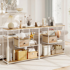 40 Inch Console Table Behind Sofa Couch with Storage-Natural