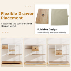 40 Inch Console Table Behind Sofa Couch with Storage-Natural