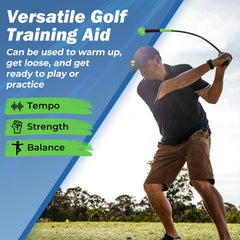 40 Inch Golf Swing Trainer Aid with Weighted Head for Grip, Rhythm, Balance-Green