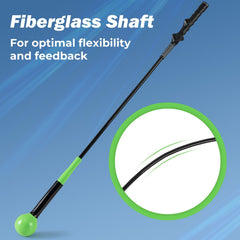 40 Inch Golf Swing Trainer Aid with Weighted Head for Grip, Rhythm, Balance-Green