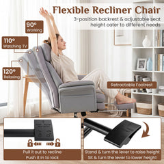 400 LBS Ergonomic Big and Tall Office Chair with Faux Leather-Gray