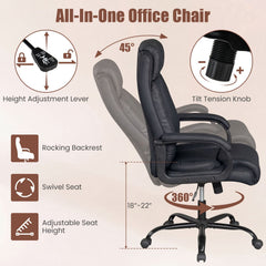 400 Pounds Big and Tall Adjustable High Back Leather Office Chair
