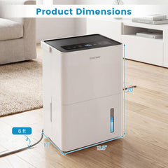 80 Pint Compressor Dehumidifier for 4000 Sq Ft, 1 Gallon Tank, Inside Drying, 42 dB, Child Lock, White