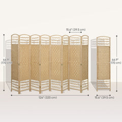 4 Panel Folding Room Divider, Portable Privacy Screen, Wave Fiber Room Partition for Home Office, Black