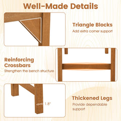 40 Inch Outdoor Bench with Slatted Contoured Seat for Deck Entryway-Set of 2