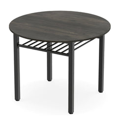 40” Round Kitchen Table with Storage Shelf and Metal Frame for 4 People-Gray