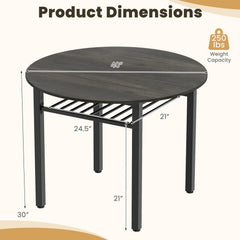 40” Round Kitchen Table with Storage Shelf and Metal Frame for 4 People-Gray