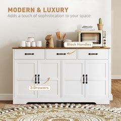 Sideboard Buffet Cabinet with Storage, Modern Coffee Bar Cabinet with 3 Drawers and Adjustable Shelves, Distressed Black
