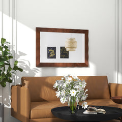 41.5 x 28 inches Farmhouse Wall Mirror with Solid Wood Frame-Brown