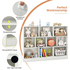 41 inches Wooden Toy Storage Organizer with 10 Cubes for Classroom Daycare Nursery Kindergarten-White