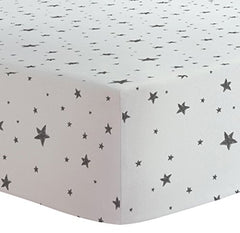 Kushies Baby 100% Breathable Cotton Flannel Pack n Play/Palyard/Playpen Fitted Sheet,Fully Elasticized- Made in Canada, 29" x 42" Scribble Stars Black & White