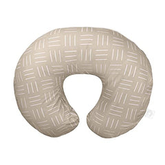 Boppy Nursing Pillow Organic Original Support, Sand Criss Cross, Ergonomic Nursing Essentials for Bottle and Breastfeeding, Firm Hypoallergenic Fiber Fill, with 100% Organic Cotton Pillow Cover