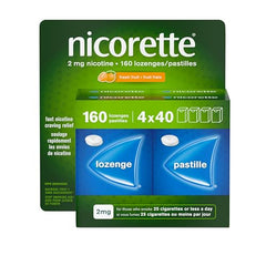 Nicorette Lozenges Smoking Cessation Product, Nicotine for Adults Who Smoke Less Than 25 Cigarettes Daily, Discreet Quit Smoking Aid, Sucrose-Free, Fruit Flavoured, 2mg, 160 Count