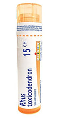 Boiron Rhus toxicodendron 15Ch,Homeopathic medicine. Each tube contains 4 g (approximately 80 pellets)