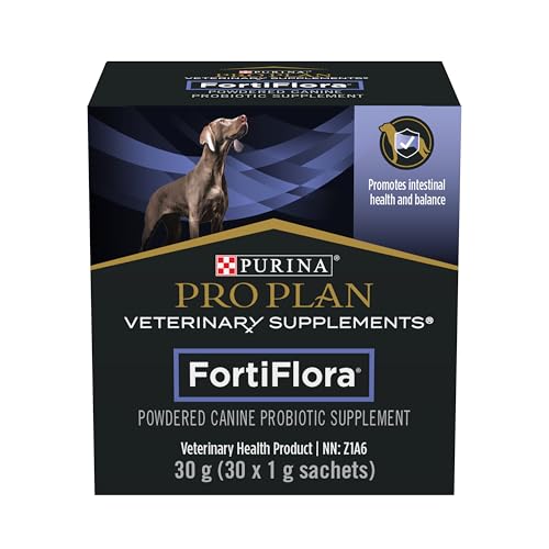 Purina Pro Plan Veterinary Supplements Dog Supplement, FortiFlora Powdered Canine Probiotic - 30 x 1 g Sachets (1 Pack), Brown