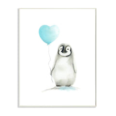 Stupell Industries Home Décor Collection Baby Penguin with Blue Balloon Wall Plaque Art(brp-2057_wd_10x15)