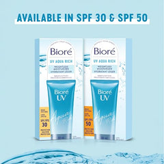 Bioré UV Aqua Rich Weightless Moisturizer with SPF 30 | Dermatologist Tested Face Cream with Invisible UV Protection | 50mL | Made in Canada